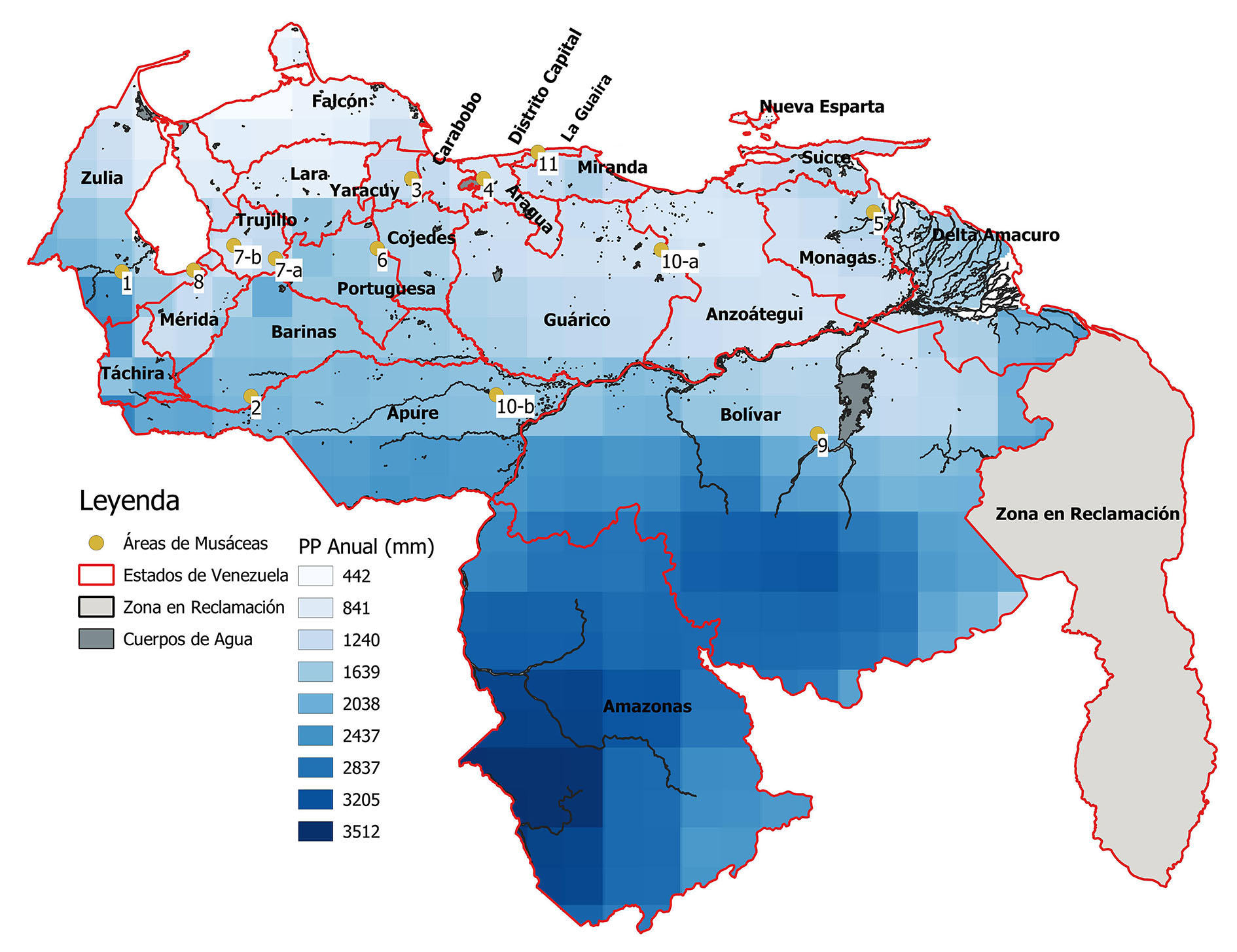 mapa precipitación de Venezuela